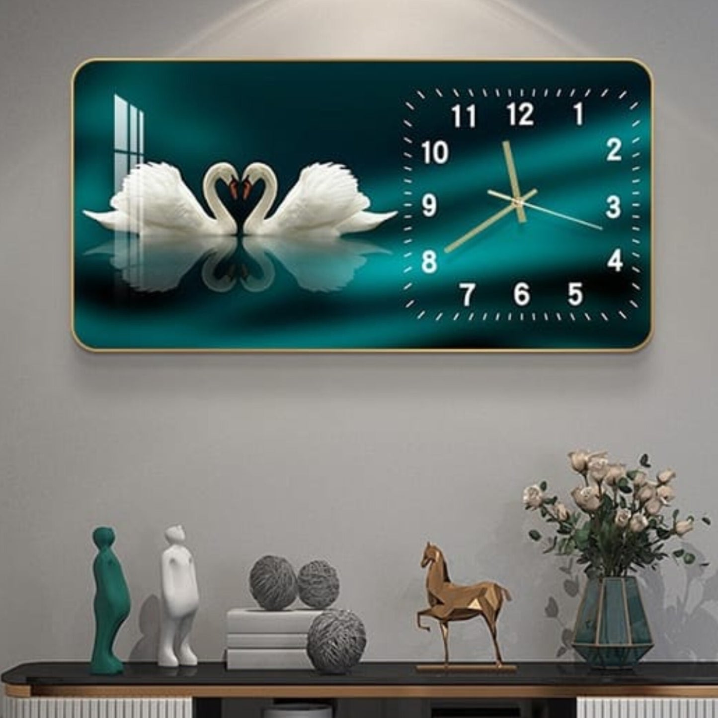 Swan Heart Porcelain Decorative Wall Clock