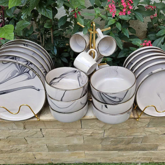 24pc Marble ceramic Dinner set