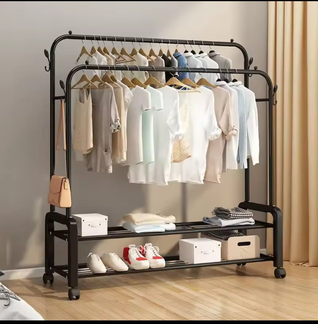 Double pole clothing rack