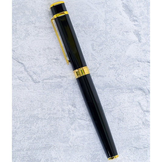 Executive Black and Gold Pen
Sleek Black Pen with Dazzling Gold Detail
The Gilded Metal Fountain Pen