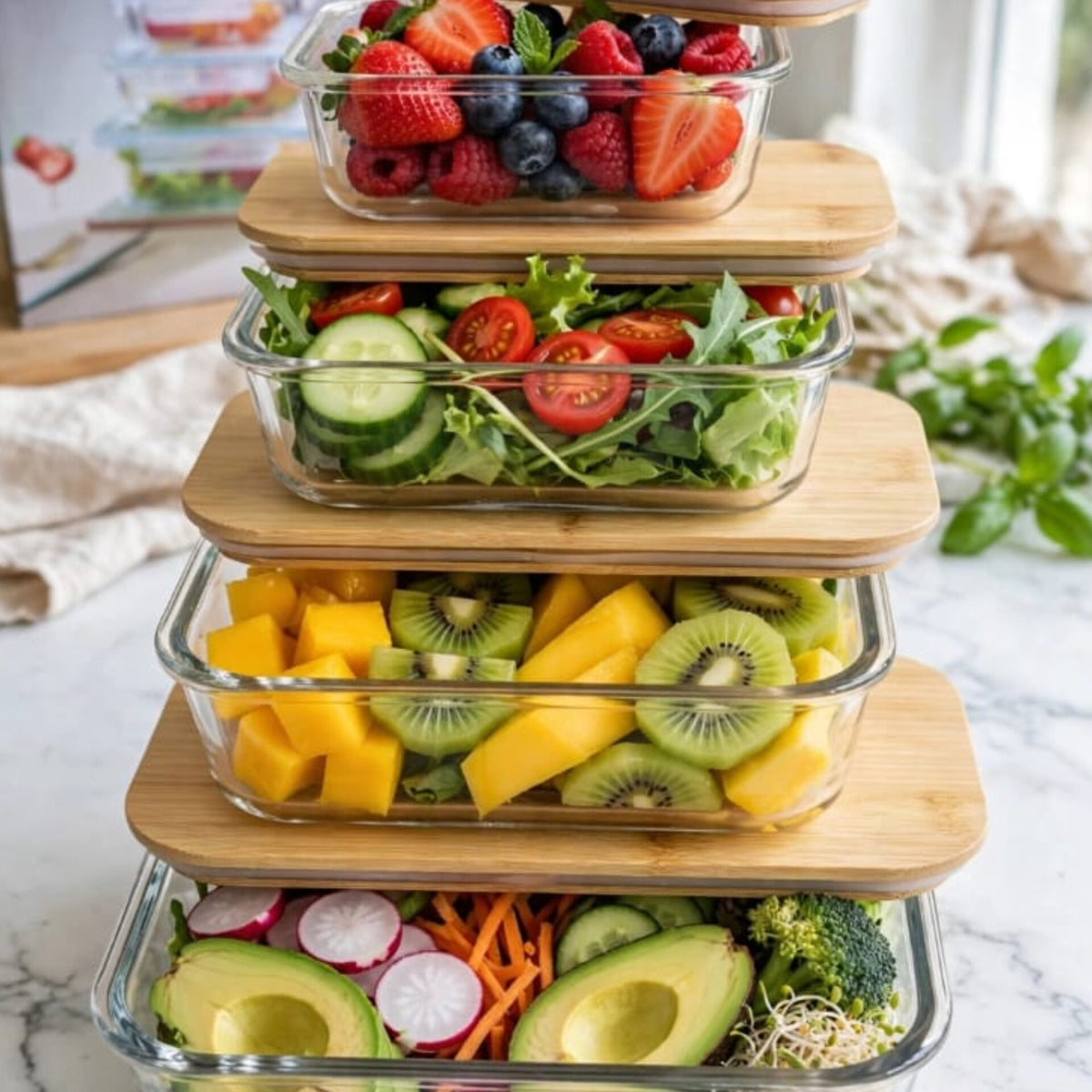 4 In 1 Square Borosilicate Glass Container Set