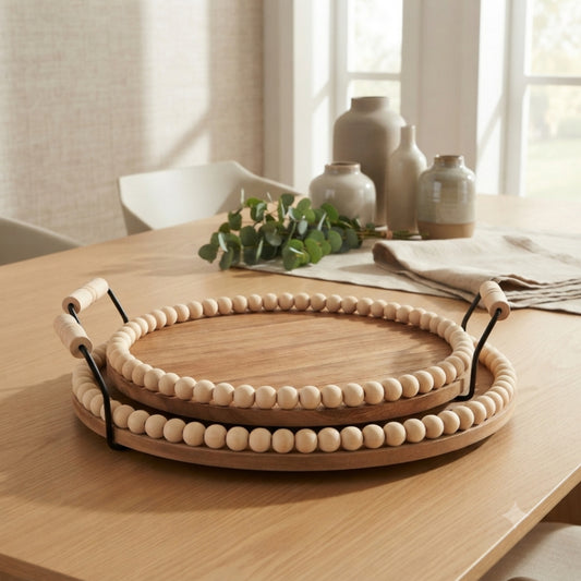 Tabletop decorative wooden bead tray