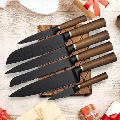 7 Pc kitchen knife set with wooden holder