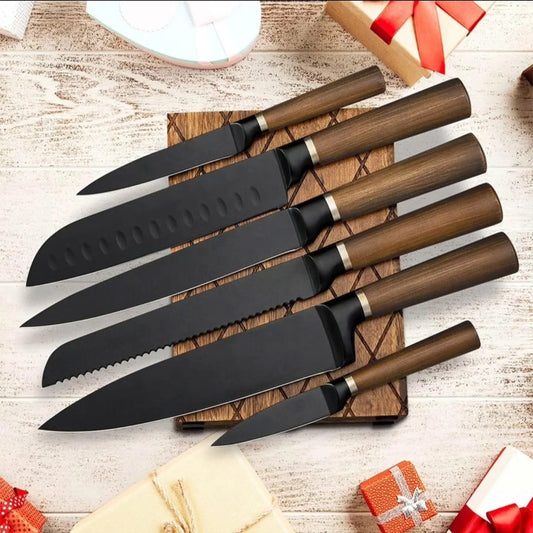 7 Pc kitchen knife set with wooden holder