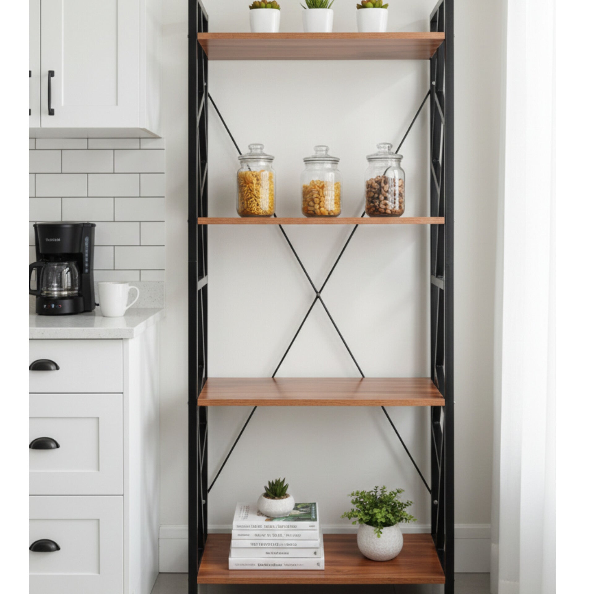 Multipurpose Wood and Metal Kitchen Cabinet and Shoe Rack