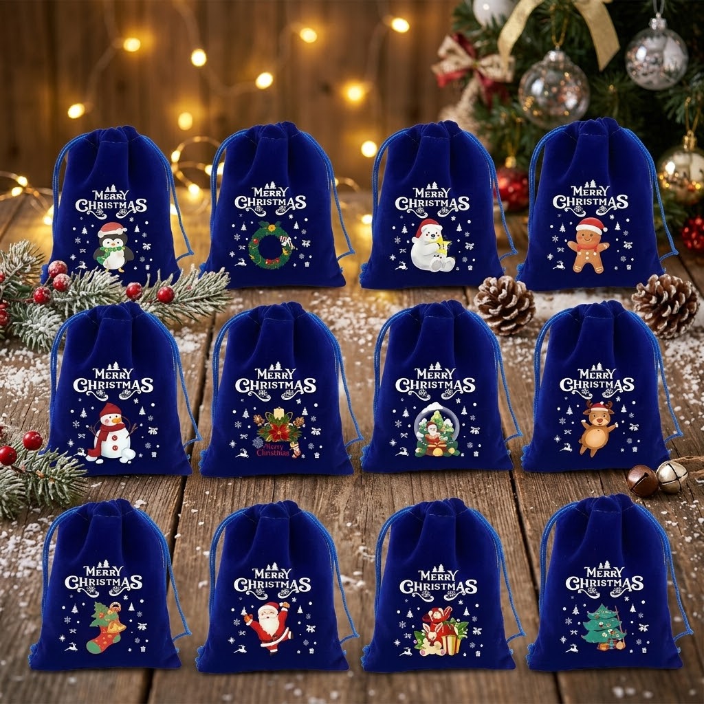 Blue Velvet Christmas  Candy Gift Bag in Nairobi Gem Home Accessories 