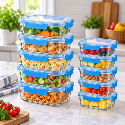 10Pcs set food grade glass storage containers