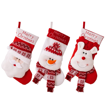 Large Santa Snowman Elk  Knitted Christmas Fireplace Socks