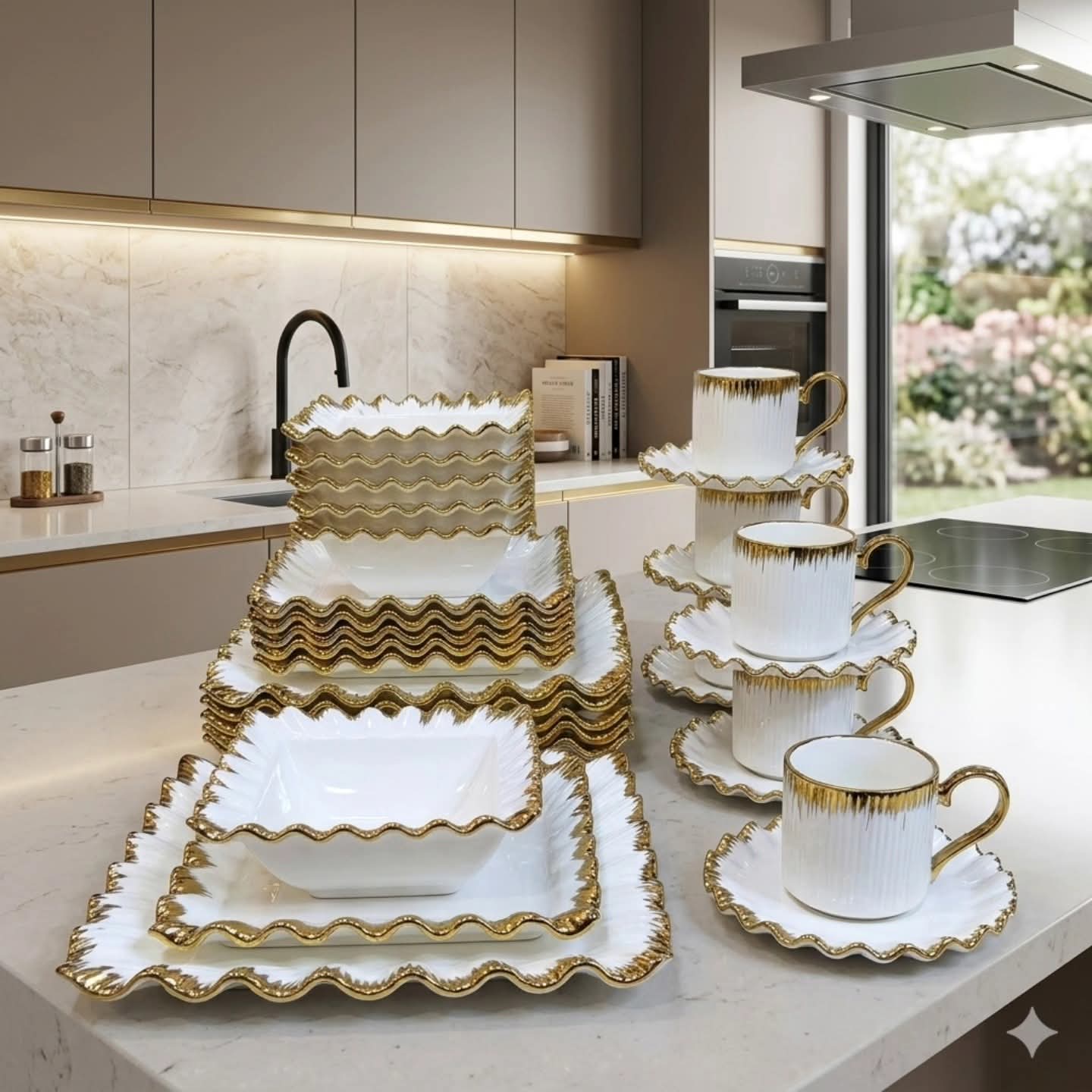 30pcs Flair Gold Ceramic Dinner Set