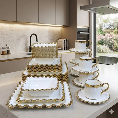 30pcs Flair Gold Ceramic Dinner Set