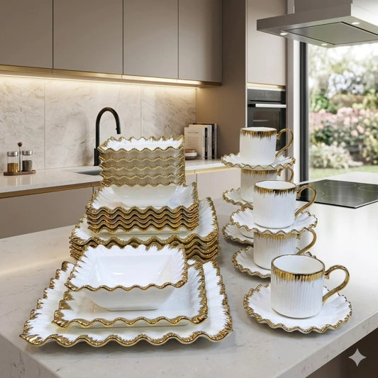 30pcs Flair Gold Ceramic Dinner Set