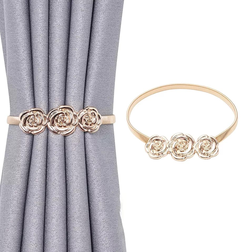 Spring curtain tie-back