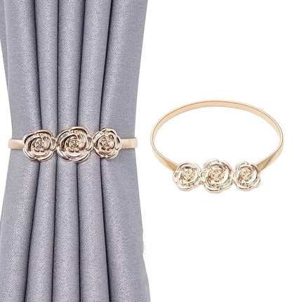 Spring curtain tie-back