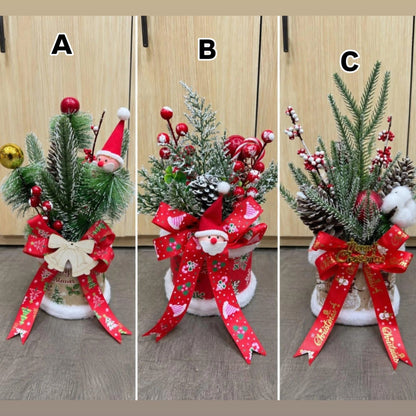Small Christmas Centerpieces With Santa Pinecone And Berries