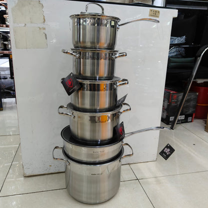 12 Piece Stainless Steel Cookware stock pot Set