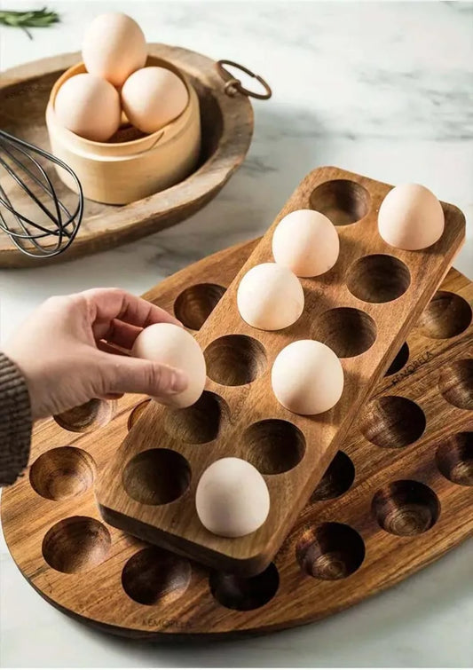12 Slot  Wood Egg Storage Tray