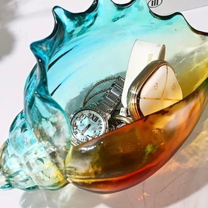 Conch Shell Hand Blown Glass Storage Bowl
