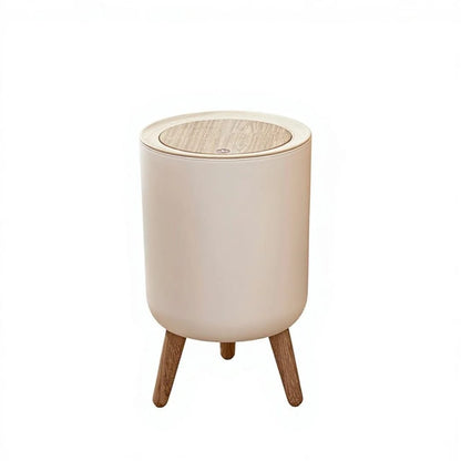 Round Press Open Trash Can with Feet