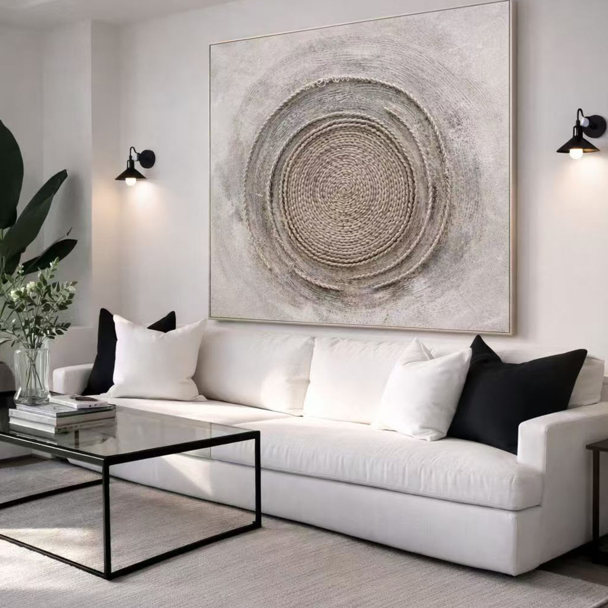 Textured Gold And White Wall Art