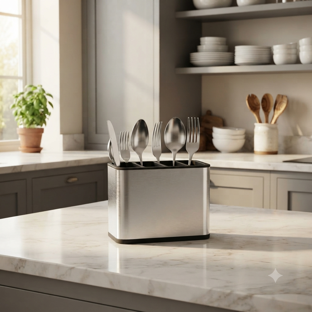 4 Compartment Stainless Steel Cutlery Organizer