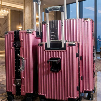 3PC Set Unicross Aluminium Zipless Suitcase With Cup Holder |Size 30