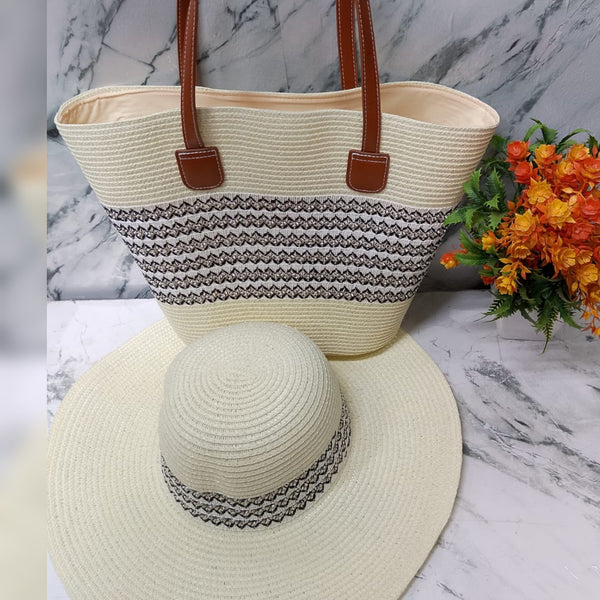 Straw bag with a matching hat Gha