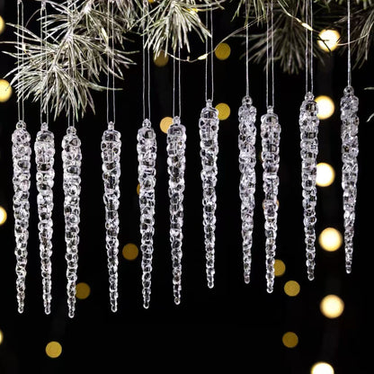 Set of 12 Christmas Tree Crystal Clear Icicle Decor