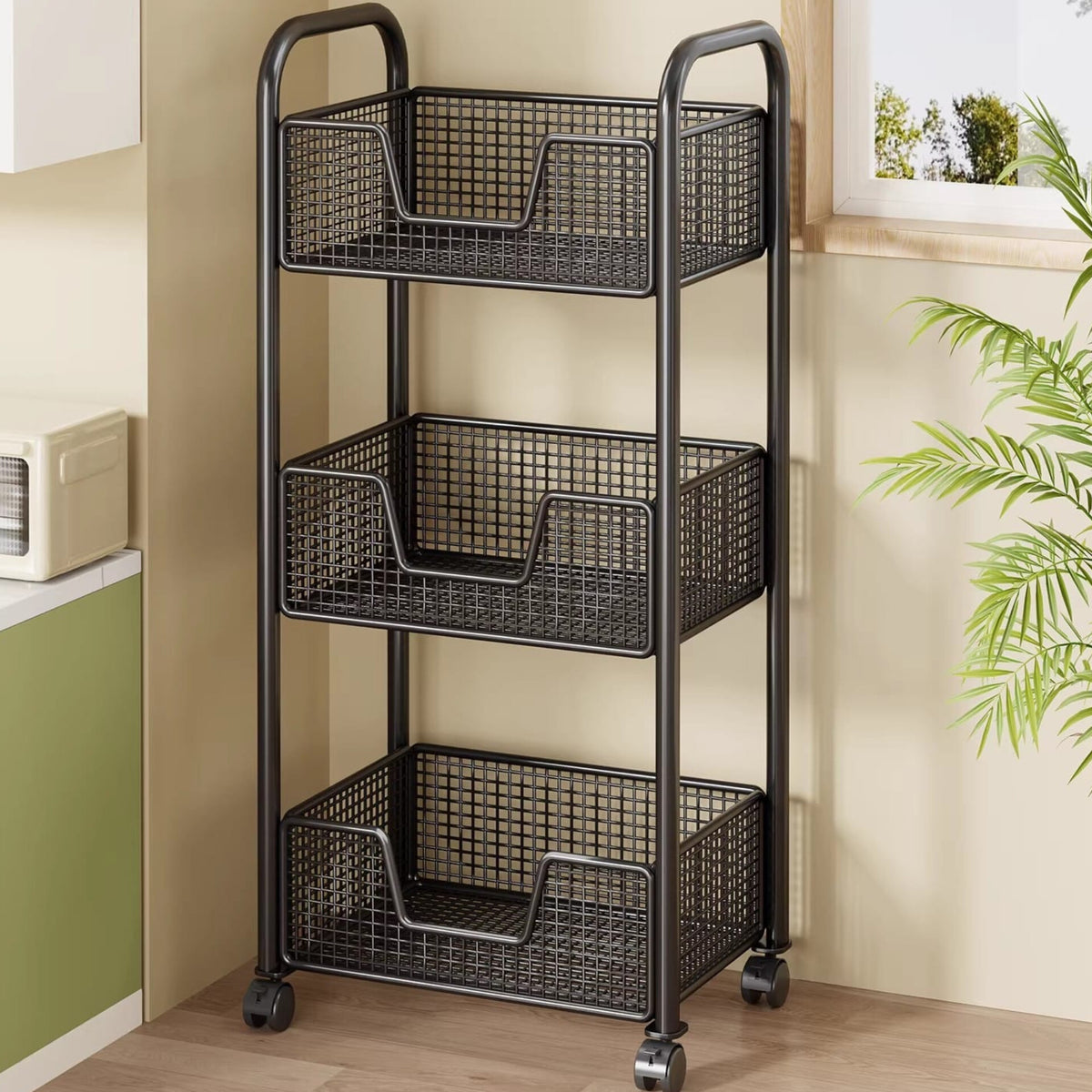 3 Tier Rotating Mesh Storage Trolley