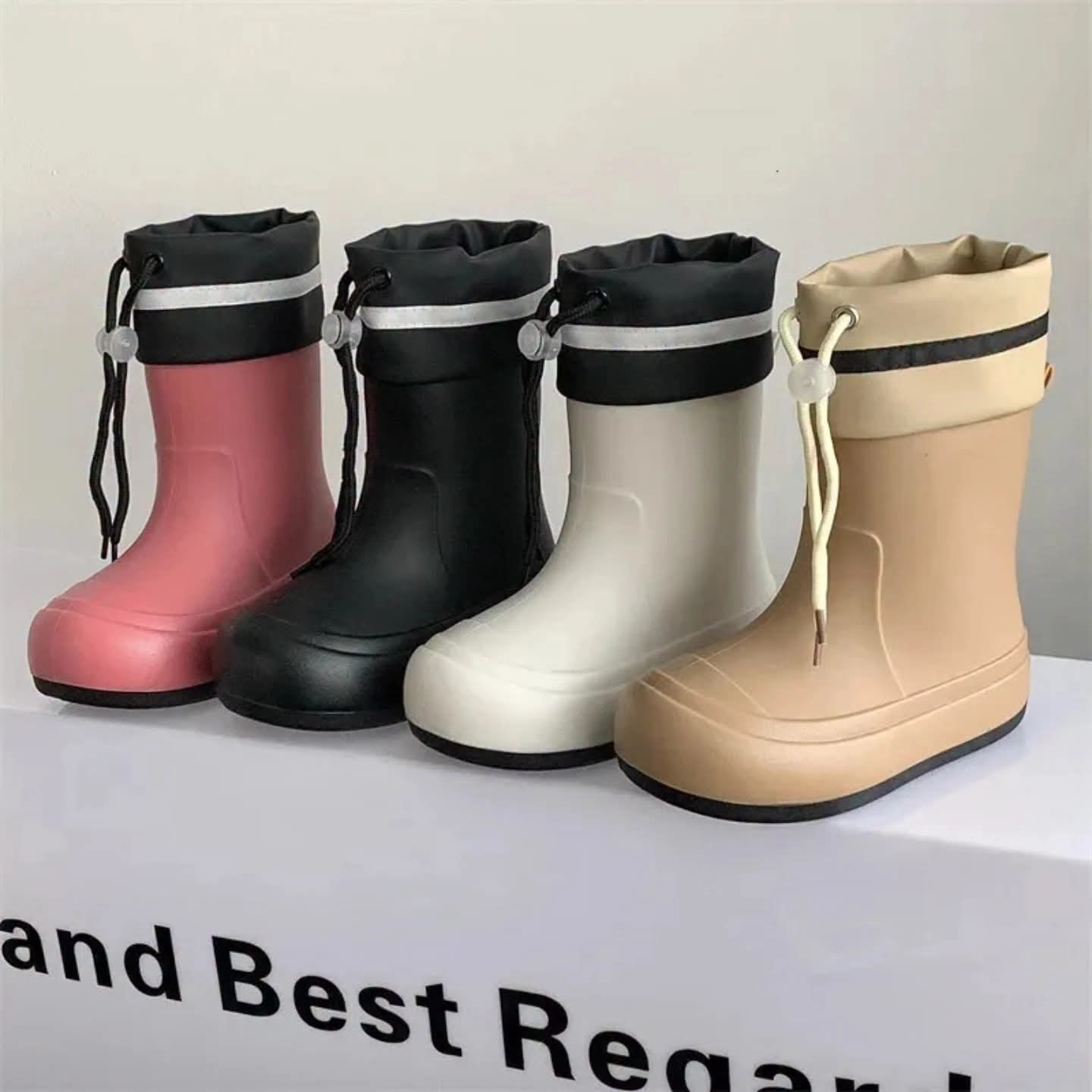 Kids Plain Waterproof Gumboots with a Tie Loop