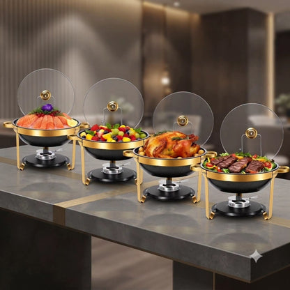 6L Black Round Stainless Steel Chaffing Dish