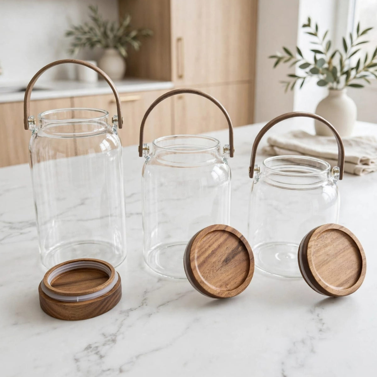 Glass Storage Jar With Acacia Lid
