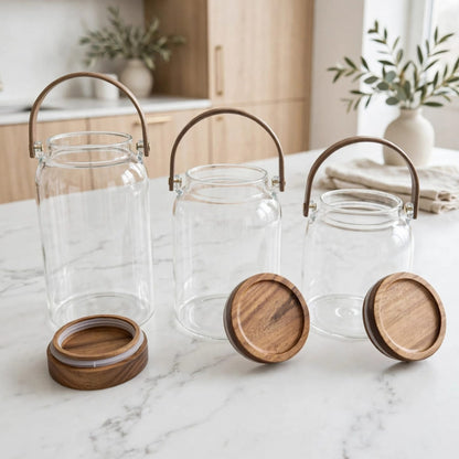 Glass Storage Jar With Acacia Lid