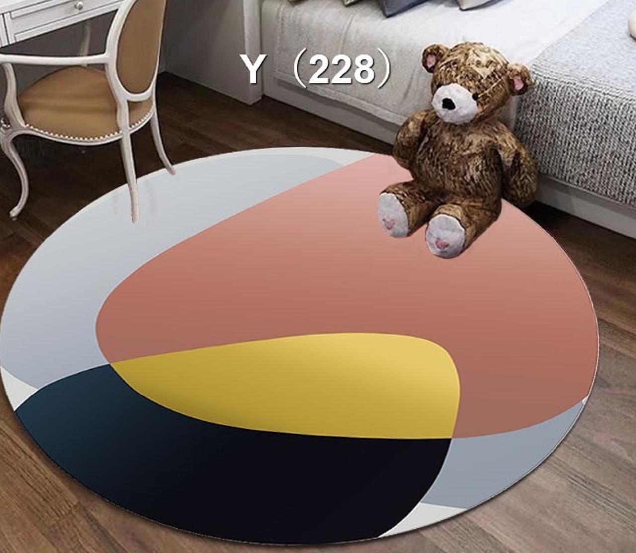 Round Geometric Soft Fleece Anti Slip Carpet