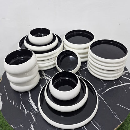 24Pcs White Double Glaze Ceramic Dinnerware Set