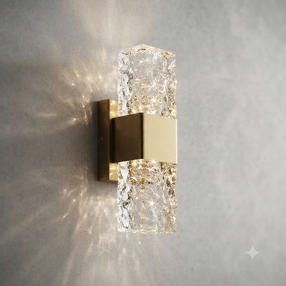 Textured Glass Wall Sconce Light with Gold Finish
 WH 2024 07 22 TC