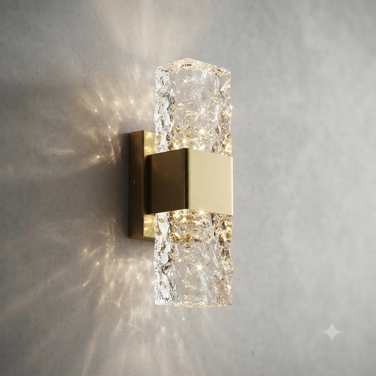 Textured Glass Wall Sconce Light with Gold Finish
 WH 2024 07 22 TC