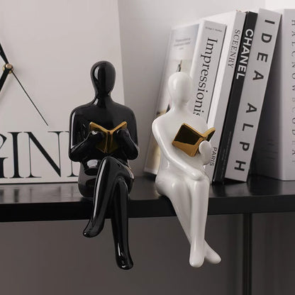 2Pc Reader Bookend Sculptures