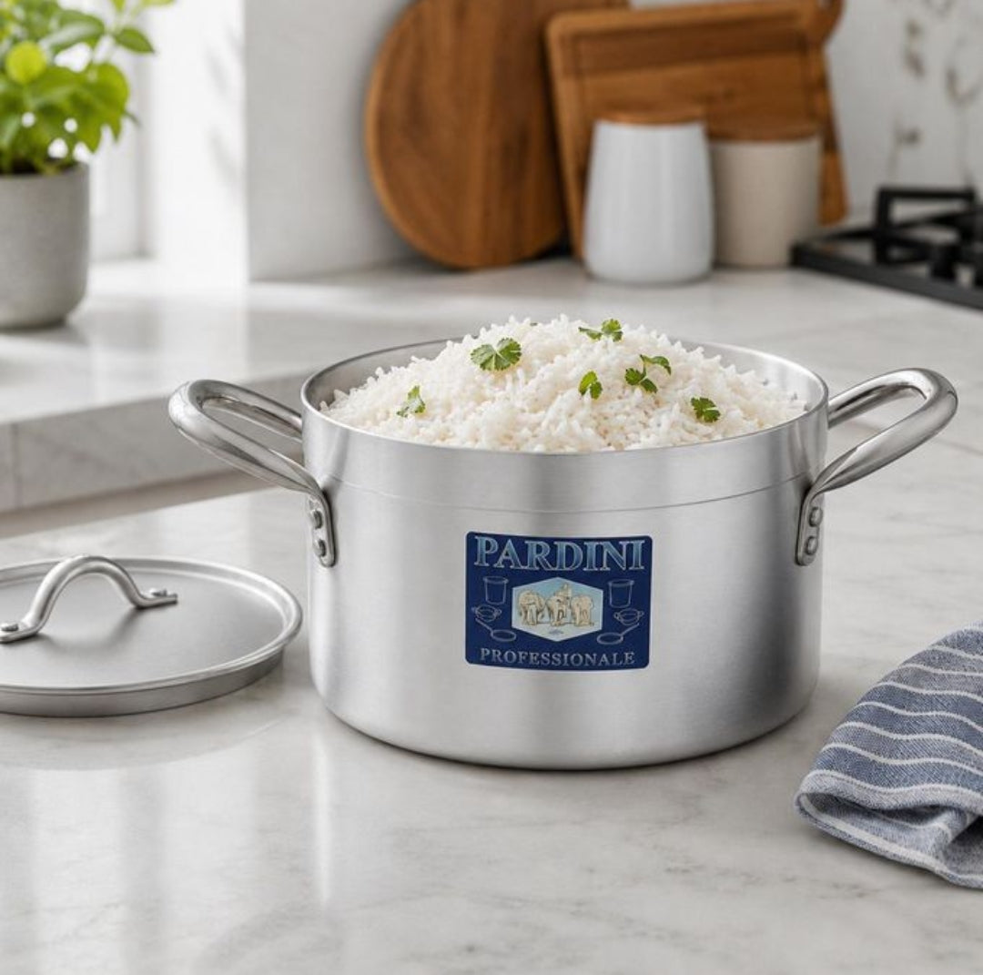 Pardini Aluminium Deep Casserole Stock Pot  Pan with 2 Handles and Lid