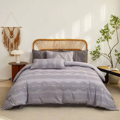Tufted Geometric Duvet Cover Set