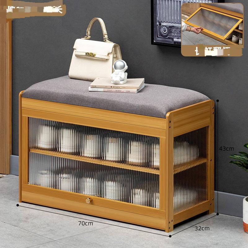 Wooden stool with shoe cabinet gha