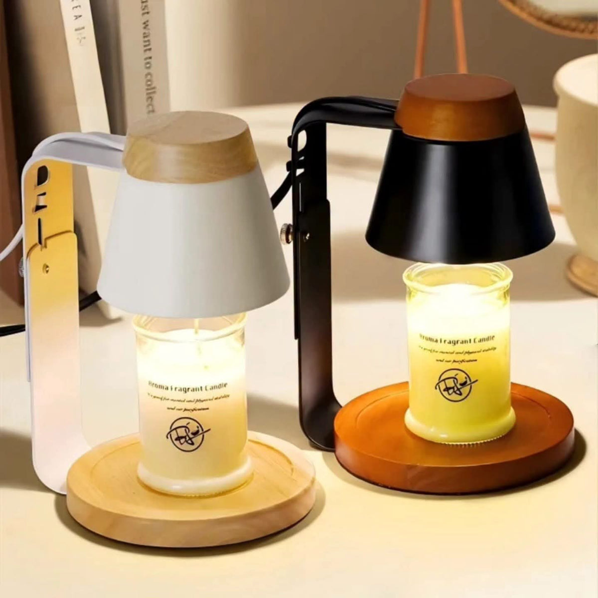 Electric Candle Warmer Lamp with Bamboo Base and Top