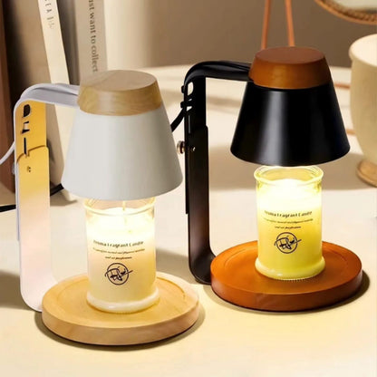 Electric Candle Warmer Lamp with Bamboo Base and Top