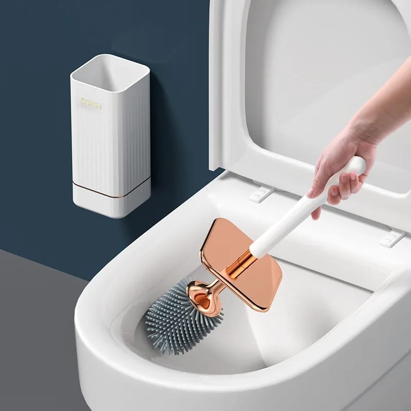 Wall mounted toilet brush and holder set