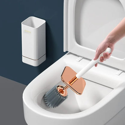 Wall mounted toilet brush and holder set