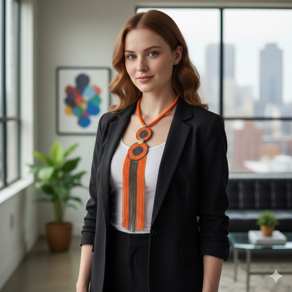 Maasai Beaded Long Pendant Necklace