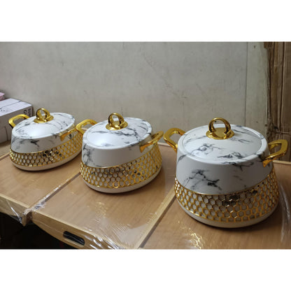 3Pc Gold Marble Hotpot Set