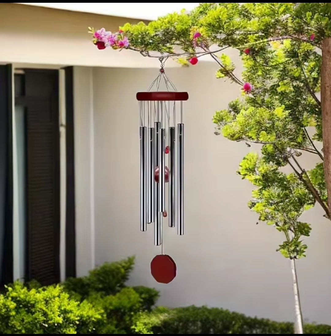 Silver aluminum tube wind chime