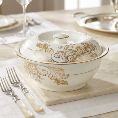 9 Inch Grey Flower Serving Bowl