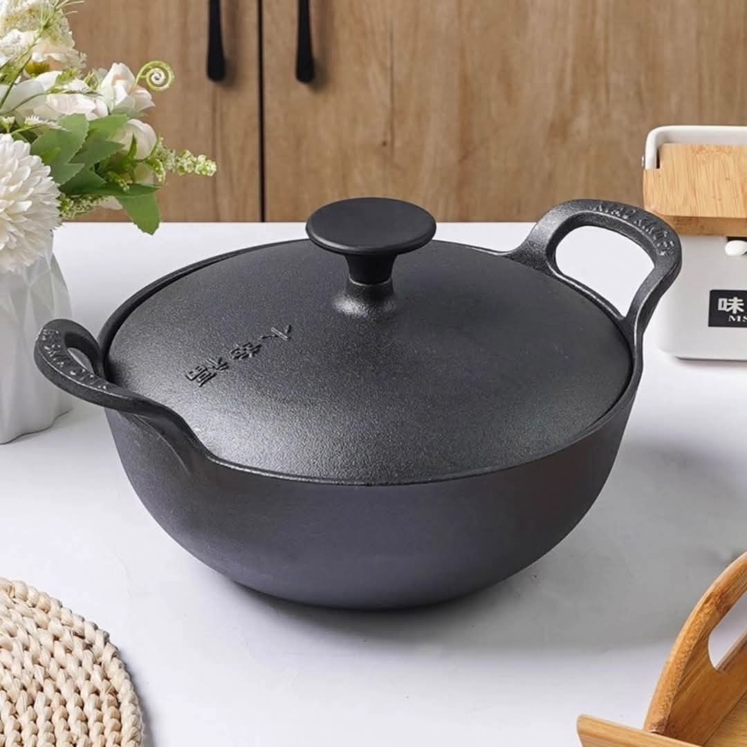 30cm Cast Iron Frying Wok Pan