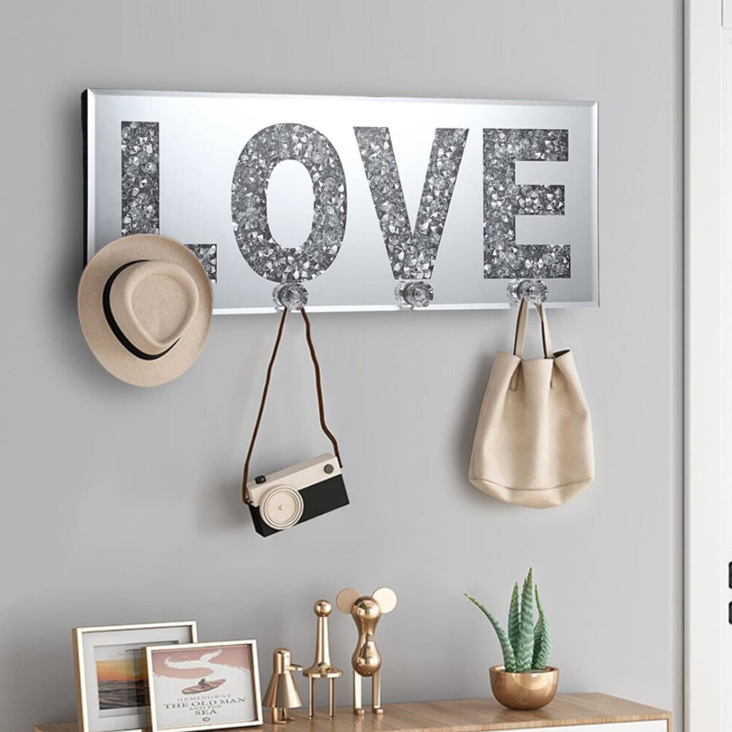 Crystal Glass Love Key Holder